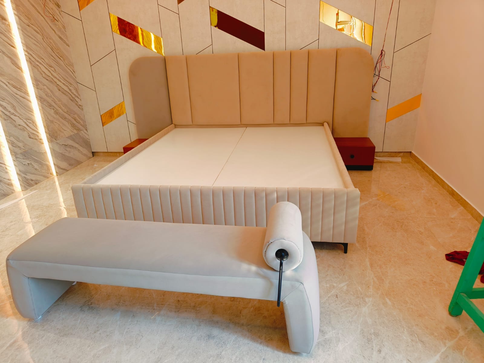 Luxury Cushion Bed with Bench